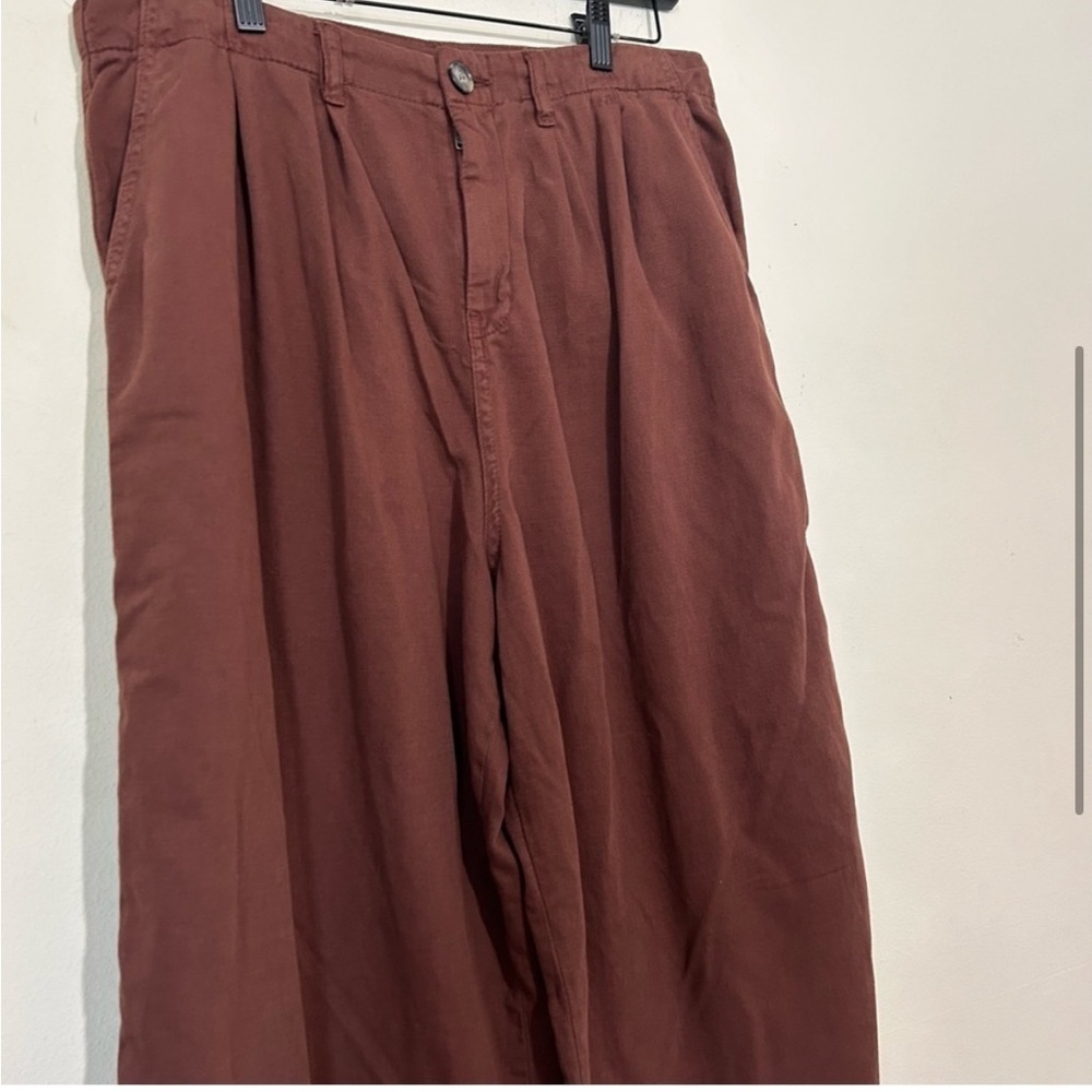 Free People Brown High Waist Wide Leg Loose Fit Abby Chino Pants SIZE 10 - Picture 3 of 8